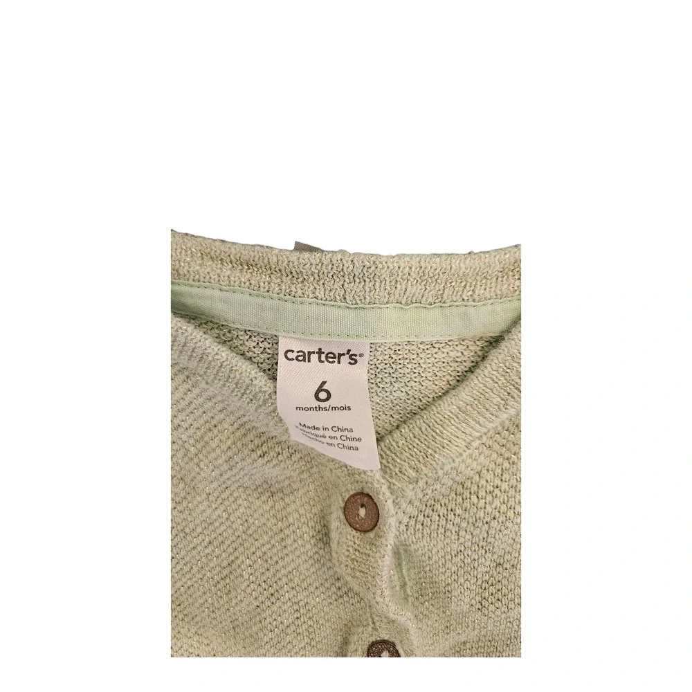 Carter's Child Size 6M Green Knit Long Sleeve Button Up Sweater